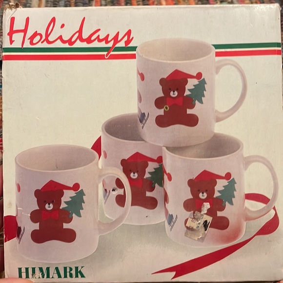 1986 HIMARK “Christmas Bears” Set of 4 Mugs in Original Box - Picture 6 of 7
